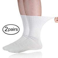 HADM Diabetic Crew Socks Men & Women Comfy Non Binding Socks Seamless Cotton Socks White