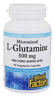 Natural Factors - Micronized L-Glutamine 500mg, Support for Muscle Tissue & Immune System, 90 Vegetarian Capsules