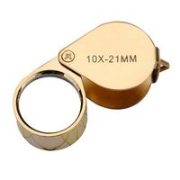 Foldable Chrome Jewelers Loupe Magnifier Pocket Magnifying Eye Glass Lens (10X21mm gold)