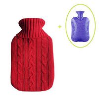 Nutteri 1 Pack Hot Water Bag, 2L Hot Water Bag with Removable and Washable Mesh Jacket Bottle Cover Quick Relief from Pain and Comfort (red)