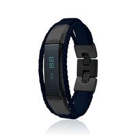 fitjewels Alta HR Bands - Aurel Leather Replacement Band, Available in Black, Brown, Gold, Silver and Grey (Blue-Black, S-M (5.5-6.5 inch))