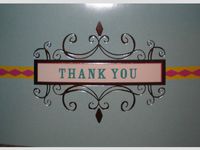 Blue Pink Metallic Silver Scroll Thank You Note Cards w/Envelopes