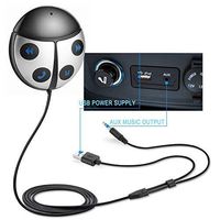 TIANSHILI Bluetooth Car Kits Hands-Free Wireless Talking & Music Streaming Receiver FM Transmitter Adapter Built-in Mic + 3.5mm Aux Cable+ Magnetic Mounts