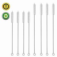 Drinking Straw Cleaning Brush Set 8 - Pieces of (2 Size) 8 Inch and 9.5 Inch Straw Brush, Nylon Bristles and Stainless Steel Handle Bendable Straw Brush for Easy Cleaning of Straws Cleaner