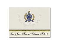 Signature Announcements La Jara Second Chance School (La Jara, CO) Graduation Announcements, Presidential style, Elite package of 25 with Gold & Blue Metallic Foil seal