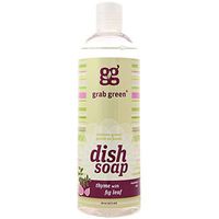 Grab Green Naturally-Derived, Biodegradable Liquid Dish Soap, Thyme with Fig Leaf, 16 Ounce Bottle