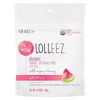 Lolleez Organic 2 Pack Throat Soothing Pops for Kids with Organic Honey, Watermelon, 30 Count