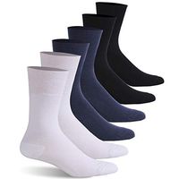 Facool Men's Women's Diabetic Socks Dress, Lightweight Non Binding Thin Cotton Socks for Swollen Feet 6 Pack Black/Grey/Navy Blue Medium