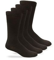 Carolina Ultimate Mens Non-Binding Diabetic Rib Dress Crew Socks 4 Pair Pack (Shoe Size: 9-13 / Sock Size: 10-13, Brown)