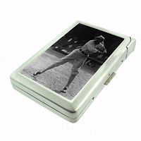 Perfection In Style Metal Cigarette Case with Built in Lighter Vintage Baseball Design 006