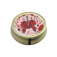 Pill Case - Cheliz Compact 3 Compartment Medicine Case, Pill Box for Pocket or Purse (Flower Red)