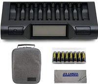 Powerex MH-C980 Turbo Charger Analyzer for AA/AAA Batteries with Powerex Pro Rechargeable AA NiMH Batteries 1.2V, 2700mAh 8-Pack and Powerex Accessory Padded Bag Travel Kit (New 2019 Model)