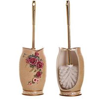 Glarcy Toilet Bowl Brush and Holder - Strong Bristled Cleaner Brush with Holder - Luxury Hand Painted Toilet Decor