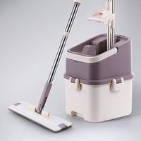DSWDA Mop, High Pressure Cleaning Household Micro Cleaning Mop Set with Microfiber Head, Two Mop Heads