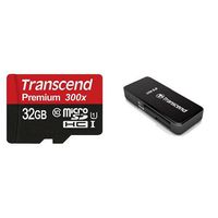Transcend 32GB MicroSDHC Class10 UHS-1 Memory Card with Adapter 45 MB/s (TS32GUSDU1) with Card ReaderTranscend 32GB MicroSDHC Class10 UHS-1 Memory Card with Adapter 45 MB/s (TS32GUSDU1) with Card Reader