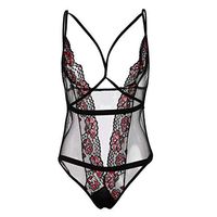 Litetao 3XL Black 977026 (Women's Outfit Lingerie Cut Out Harness Lace Appliques Underwire Wireless Lingerie Set for School Girl Costume)