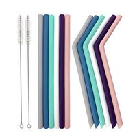 Senneny Set of 12 Silicone Drinking Straws for 30oz and 20oz Tumblers Yeti/Rtic- Reusable Silicone Straws BPA Free Extra Long with Cleaning Brushes- 6 Straight + 6 Bent- 8mm diameter