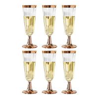 AOZBZ Plastic Champagne Flutes, 6 Pack Disposable Champagne Glasses, 5 Oz Clear Toasting Glasses for Parties, Brithdays, Wedding, Graduation Celebrations