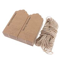 100pcs Merry Christmas Gift Tags Kraft Paper Tags Price Tags Labels Hang Tags with Jute Twine Hanging Gift Wrap Tags Cards Label Xmas Tree Decor - Brown