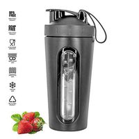 Portable Shaker Bottle Stainless Steel Sports Fitness Water Cup Visible Window Leak Proof 700ml Bpa Free Mixing Ball Loop Top Single Wall Nutrition Sport Mixer Supplement Scale Kettle Transparent Insu