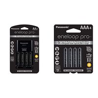 Panasonic Advanced Individual Cell Battery Charger Pack with 4 AA eneloop pro High Capacity Ni-MH Rechargeable Batteries & eneloop pro AAA High Capacity Ni-MH Pre-Charged Rechargeable Batteries,4Pack