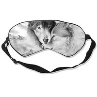 100% Silk Sleep Mask Eye Mask Wolf Print Soft Eyeshade Blindfold with Adjustable Strap for Sleeping Travel Work Naps Blocks Light