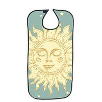 Adult Bibs with Waterproof PVC Backing, Adult The Eldly Bib Adult Washable Dining Bibs for Elderly, Sun and Stars Pattern with Snap Closure (2)