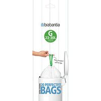 Brabantia Trash Bags, Size G, 6-8 Gallon / 23-30 Liter, 6-8 Gal. / G, White