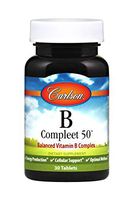 Carlson - B Compleet 50, Balanced Vitamin B Complex, Energy Production, Cellular Support & Optimal Wellness, 30 Tablets
