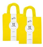 24CT Medium Yellow Biodegradable, Food Safe Ink & Paper, Premium Quality Paper (Sturdy & Thicker), Kraft Bag with Colored Sturdy Handles (Medium, Yellow)