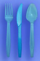 Wow Plastics Inc. Medium Weight Spoon, Fork, Knife - Neon Blue - 3/1000 (3,000/Case)
