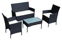 Outdoor Furniture Set, 4 Pcs Outdoor Rattan Wicker Cushioned Seat with a Loveset