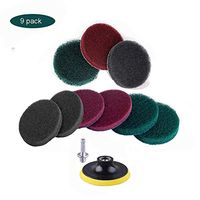 Jpettie Drill Power Brush Tile Scrubber Scouring Pads Cleaning Kit, Includes Drill Attachment, 3 Red Pads and 3 Stiff Green Pads, 3 Gray Pads Heavy Duty Household Cleaning Tool
