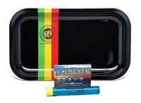 Bundle - 3 Items - Rolling Paper Depot Rolling Tray(Rasta Racer), Elements Ultra Thin Papers, with Rolling Paper Depot Kewltube