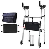 Walkers with Arms Support Aluminum Alloy Double Armrests for The Elderly Disabled Walking A Bath Bath Flip Sitting Plate Auxiliary Lower Limbs Dual-use 47cm52cm73cm MUMUJIN