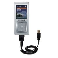 Gomadic USB Charging Data Coiled Cable for The Samsung YP-Z5 Will Charge and Data sync with one Unique TipExchange Enabled Cable