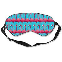 COLOMAKE Pink Flamingos On Blue Background Sleep Eye Mask for Men Women Sleeping Mask & Blindfold Block Out Light Soft Comfort Eye Shade Cover for Yoga Meditation