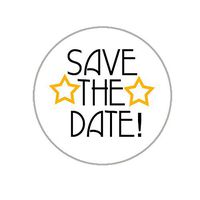 Save The Date Envelope Seals - 1.2" Circle Stickers - 144 Wedding Stickers (Star)