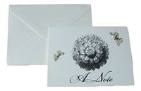 Gold Foil Blank Cards ~ Once Discovered (A Note, Flower, Butterflies; 6 Cards with Ivory Envelopes; 3.75" x 5")