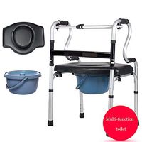 Commode Toilet Chair for Elderly and Disabled/Bedside, Folding Shower Chair, Aluminum/Waterproof Cushion/Chair Lift/Walker/Black/Load Weight 180kg