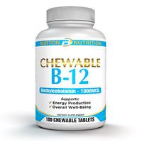 Vitamin B-12 by Burton Nutrition - 100 Chewable Veggie Tablets, 1000 Mcg - Methylcobalamin - Supports Energy Production and Overall Well Being