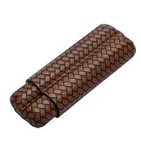 2- Fingers Leather Cigar Case Travel Cigar Holders Case Cigar Gift Set, Packed with Nice Gift Box (Dark Brown)