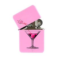 Pink Flip Top Refillable Windproof Lighter - Bride to Be Wine Glass Pink Lighter