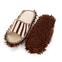 Frjjthchy Microfiber Dusting Slippers Detachable Floor Cleaning Mop Shoes Men and Women House Dusting Slippers (Brown)