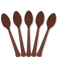 Extra Heavy Weight Plastic Spoons | 20ct (Chocolate Brown)