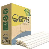 World Brand 250 Count White Paper Straws - Biodegradable Drinking Straws - Eco-Friendly Party Supplies - Plastic & Dye Free - Perfect for Juices, Shakes, Smoothies, Ice Coffee & More (White Standard)
