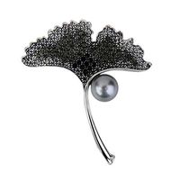 Rhinestone Crystal Wedding Bridal Bouquet Flower Faux Pearl Brooch Pin New Daily Fashion Beauty Girls Design Womans Accesories Styling | Color - Black