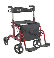 Juvo Convertible Rollator-Transport Chair, 250-Pound Capacity, Cherry Red(TCH101), 1 Count