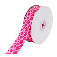 AMOSFUN Valentines Day Heart Printed Ribbon Roll Wrapping Ribbon Polyester Flowers Gift Packing Ribbon for Wedding Valentines Day Gift Decor Style 5