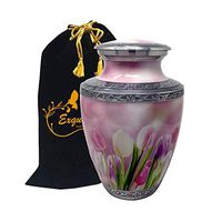 Exquisiteurns Picturesque Cremation Urn - Adult Cremation Urn - Handcrafted Funeral Urn for Ashes - Metal Cremation Urn - Great Deal Free Velvet Bag (Tulip)